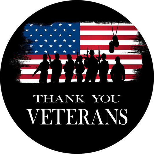 Thank You Veterans American Flag Spare Tire Cover - Jeep, Bronco, RVs, Campers, Vans, Trailers-duckduckjeep-offroad-wrangler-gladiator-3d-jeep duck-custom duck-Jeep-The Quacktory-Fun Jeep Ducks-Ducks4Jeep