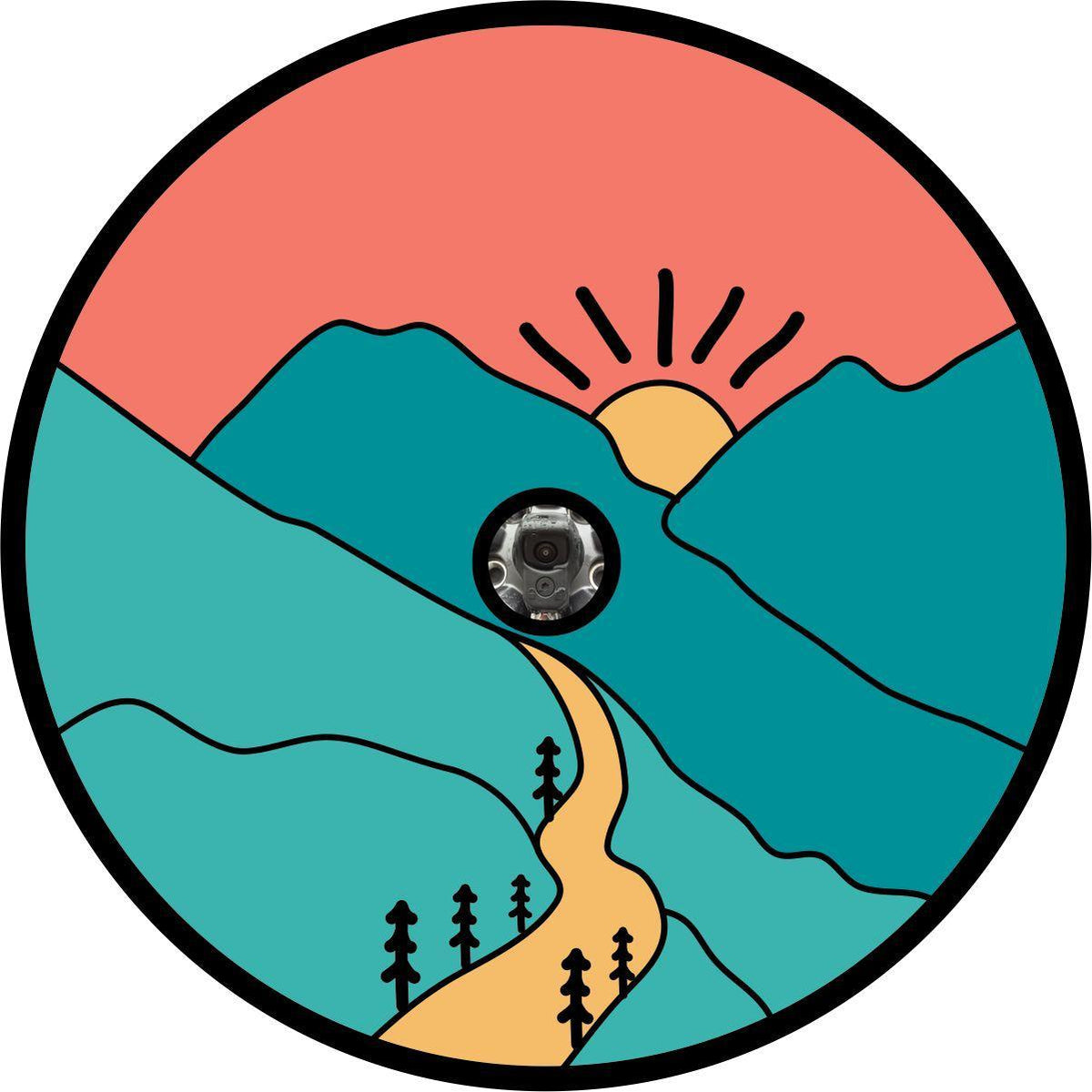 The Sun Shining through the Mountains Spare Tire Cover for Jeep, Bronco, RV, Camper, Trailer, & More-duckduckjeep-offroad-wrangler-gladiator-3d-jeep duck-custom duck-Jeep-The Quacktory-Fun Jeep Ducks-Ducks4Jeep