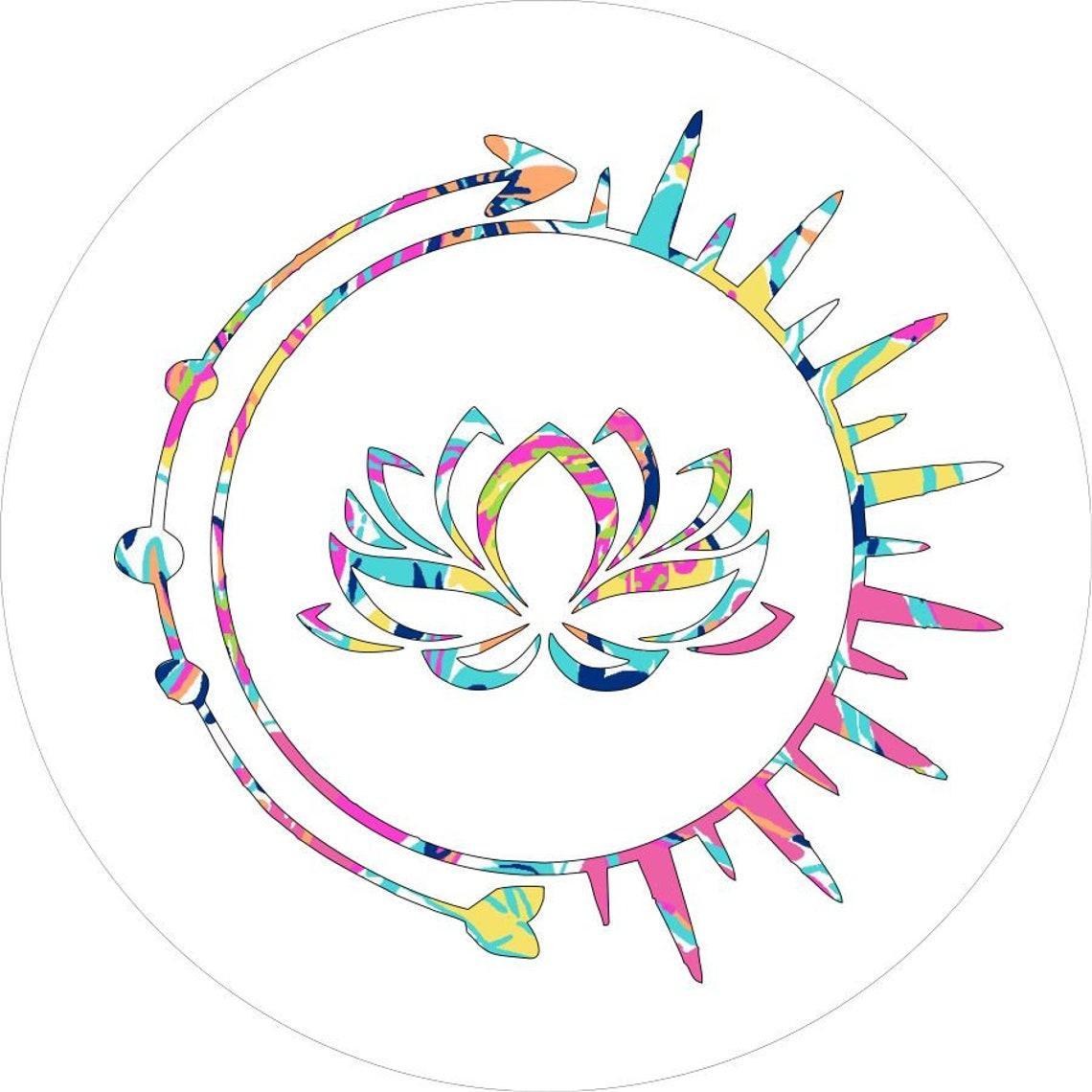 Tie Dye Lotus Flower Inside Sun & Arrow Spare Tire Cover-duckduckjeep-offroad-wrangler-gladiator-3d-jeep duck-custom duck-Jeep-The Quacktory-Fun Jeep Ducks-Ducks4Jeep