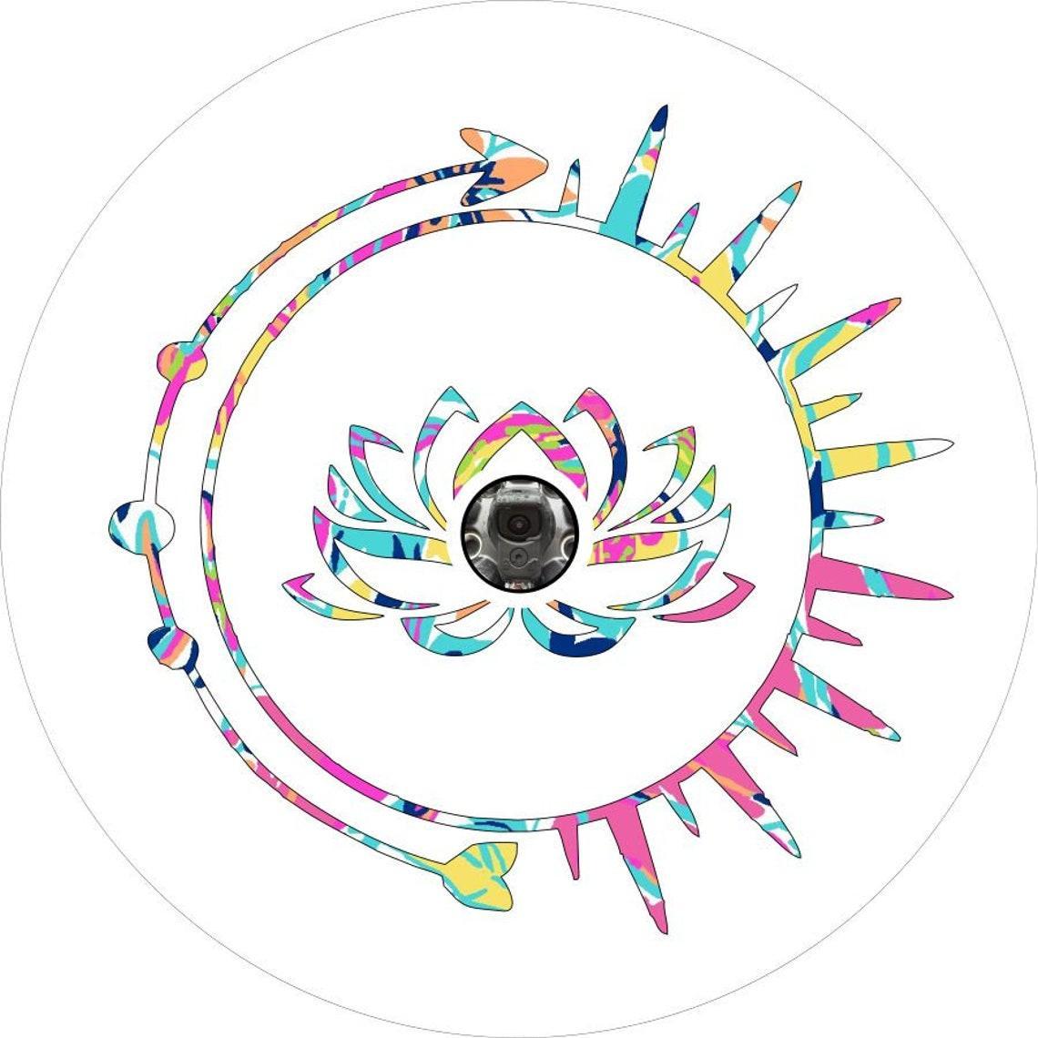 Tie Dye Lotus Flower Inside Sun & Arrow Spare Tire Cover-duckduckjeep-offroad-wrangler-gladiator-3d-jeep duck-custom duck-Jeep-The Quacktory-Fun Jeep Ducks-Ducks4Jeep