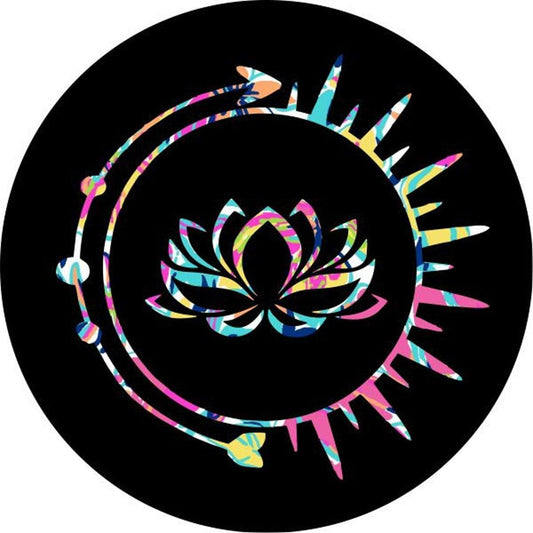 Tie Dye Lotus Flower Inside Sun & Arrow Spare Tire Cover-duckduckjeep-offroad-wrangler-gladiator-3d-jeep duck-custom duck-Jeep-The Quacktory-Fun Jeep Ducks-Ducks4Jeep