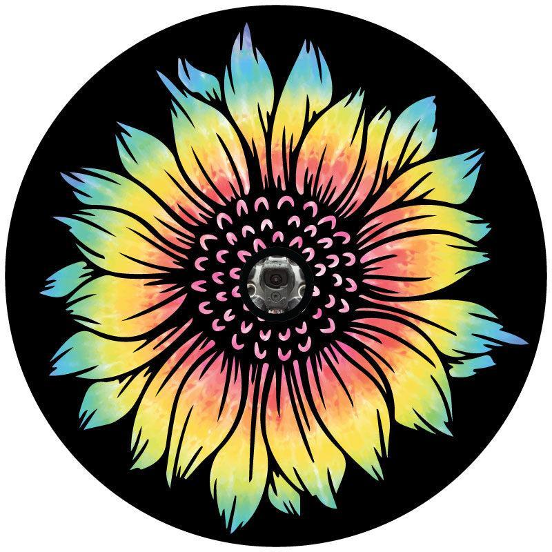 Tie Dye Sunflower Spare Tire Cover for Jeep, RV, Bronco, Campers, Vans, & More-duckduckjeep-offroad-wrangler-gladiator-3d-jeep duck-custom duck-Jeep-The Quacktory-Fun Jeep Ducks-Ducks4Jeep