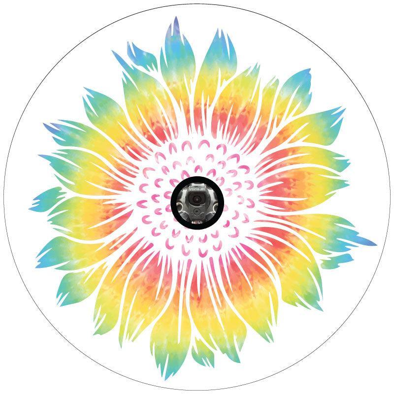Tie Dye Sunflower Spare Tire Cover for Jeep, RV, Bronco, Campers, Vans, & More-duckduckjeep-offroad-wrangler-gladiator-3d-jeep duck-custom duck-Jeep-The Quacktory-Fun Jeep Ducks-Ducks4Jeep
