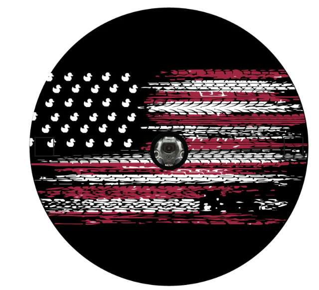 Tire Track Stripes & Duck Stars American Flag Spare Tire Cover-duckduckjeep-offroad-wrangler-gladiator-3d-jeep duck-custom duck-Jeep-The Quacktory-Fun Jeep Ducks-Ducks4Jeep
