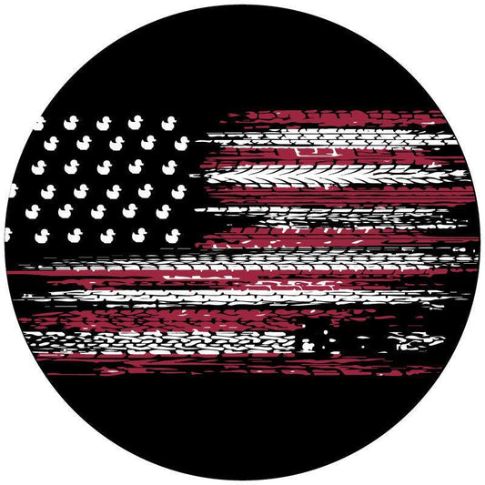 Tire Track Stripes & Duck Stars American Flag Spare Tire Cover For Jeep-duckduckjeep-offroad-wrangler-gladiator-3d-jeep duck-custom duck-Jeep-The Quacktory-Fun Jeep Ducks-Ducks4Jeep