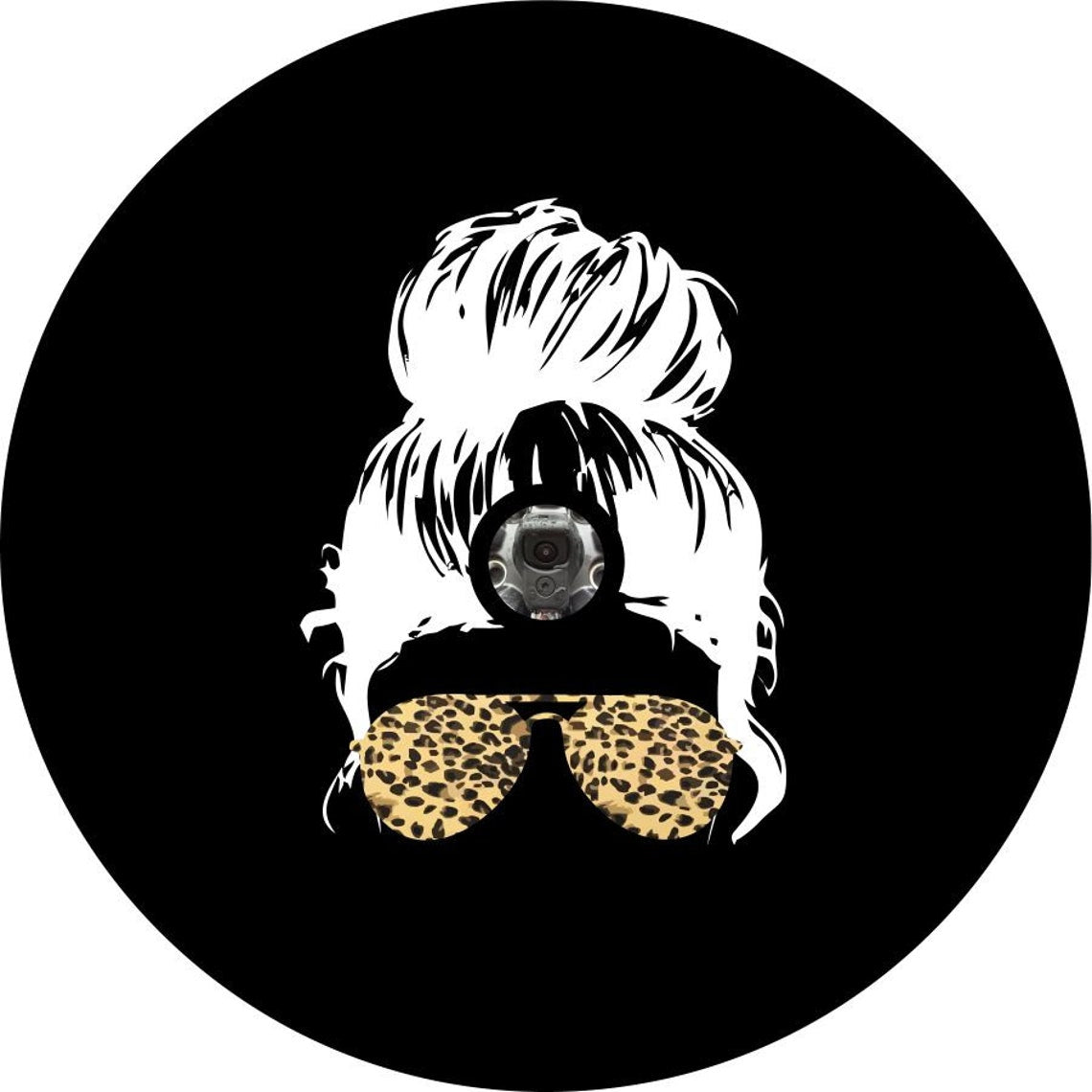 Top Knot Messy Bun + Cheetah Leopard Print Sunglasses | Spare Tire Cover-duckduckjeep-offroad-wrangler-gladiator-3d-jeep duck-custom duck-Jeep-The Quacktory-Fun Jeep Ducks-Ducks4Jeep
