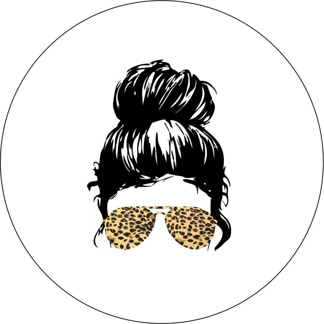 Top Knot Messy Bun + Cheetah Leopard Print Sunglasses | Spare Tire Cover-duckduckjeep-offroad-wrangler-gladiator-3d-jeep duck-custom duck-Jeep-The Quacktory-Fun Jeep Ducks-Ducks4Jeep