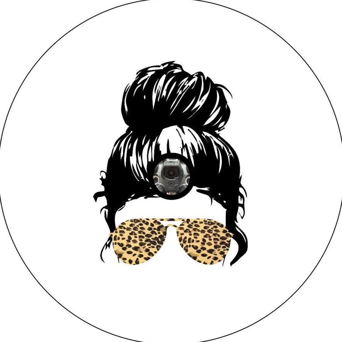 Top Knot Messy Bun + Cheetah Leopard Print Sunglasses | Spare Tire Cover-duckduckjeep-offroad-wrangler-gladiator-3d-jeep duck-custom duck-Jeep-The Quacktory-Fun Jeep Ducks-Ducks4Jeep