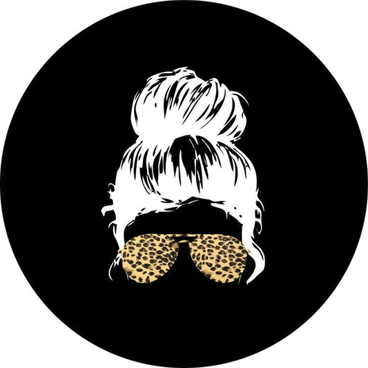 Top Knot Messy Bun + Cheetah Leopard Print Sunglasses | Spare Tire Cover-duckduckjeep-offroad-wrangler-gladiator-3d-jeep duck-custom duck-Jeep-The Quacktory-Fun Jeep Ducks-Ducks4Jeep