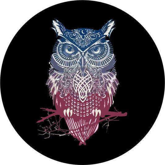 Tribal Owl Spare Tire Cover for Jeep, Bronco, RV, Camper, Vans, Etc.-duckduckjeep-offroad-wrangler-gladiator-3d-jeep duck-custom duck-Jeep-The Quacktory-Fun Jeep Ducks-Ducks4Jeep