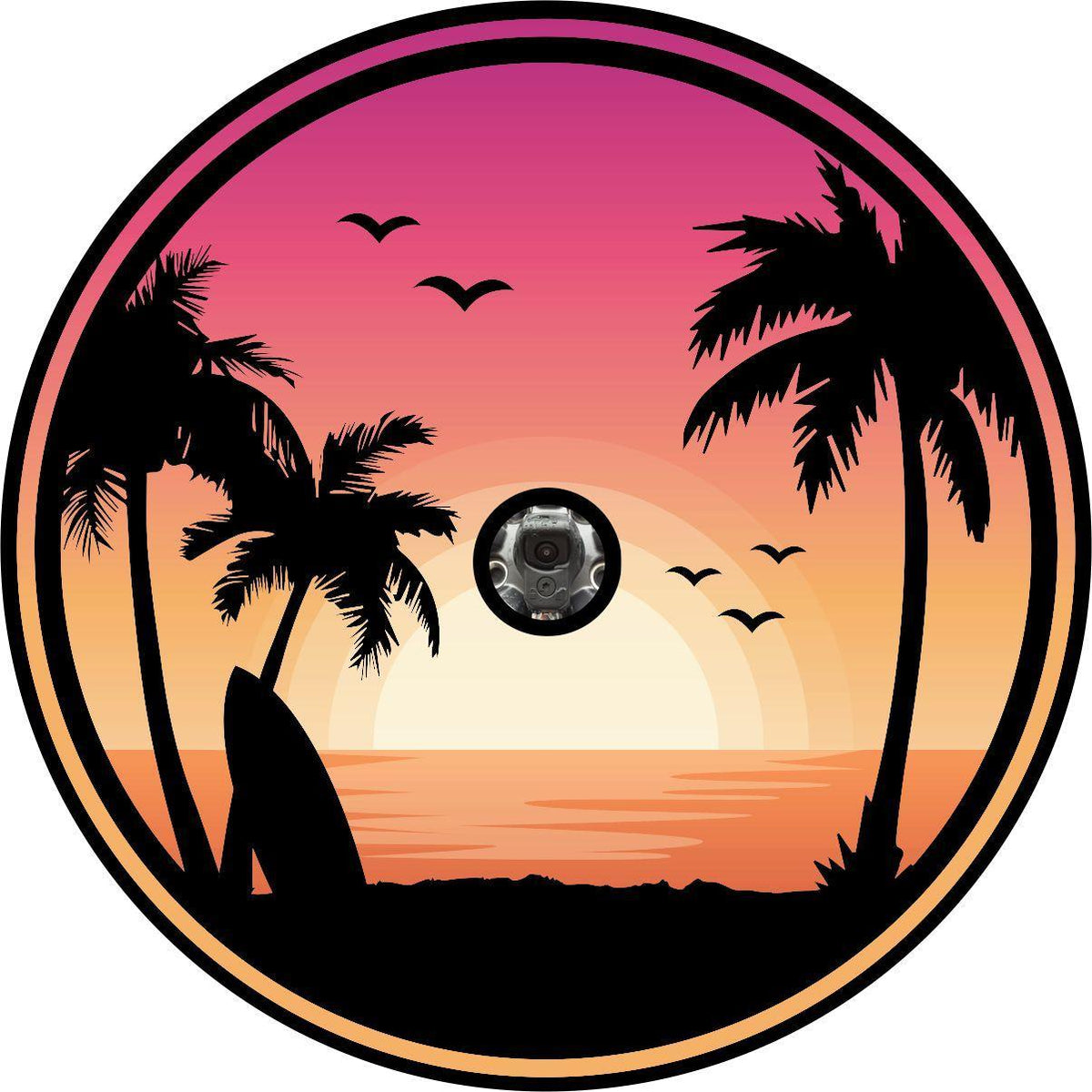 Tropical Beach Sunset Landscape Beautiful Spare Tire Cover for Jeep, RV, Camper, Trailers, & More-duckduckjeep-offroad-wrangler-gladiator-3d-jeep duck-custom duck-Jeep-The Quacktory-Fun Jeep Ducks-Ducks4Jeep