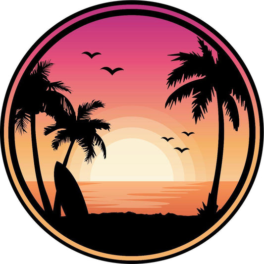 Tropical Beach Sunset Landscape Beautiful Spare Tire Cover for Jeep, RV, Camper, Trailers, & More-duckduckjeep-offroad-wrangler-gladiator-3d-jeep duck-custom duck-Jeep-The Quacktory-Fun Jeep Ducks-Ducks4Jeep
