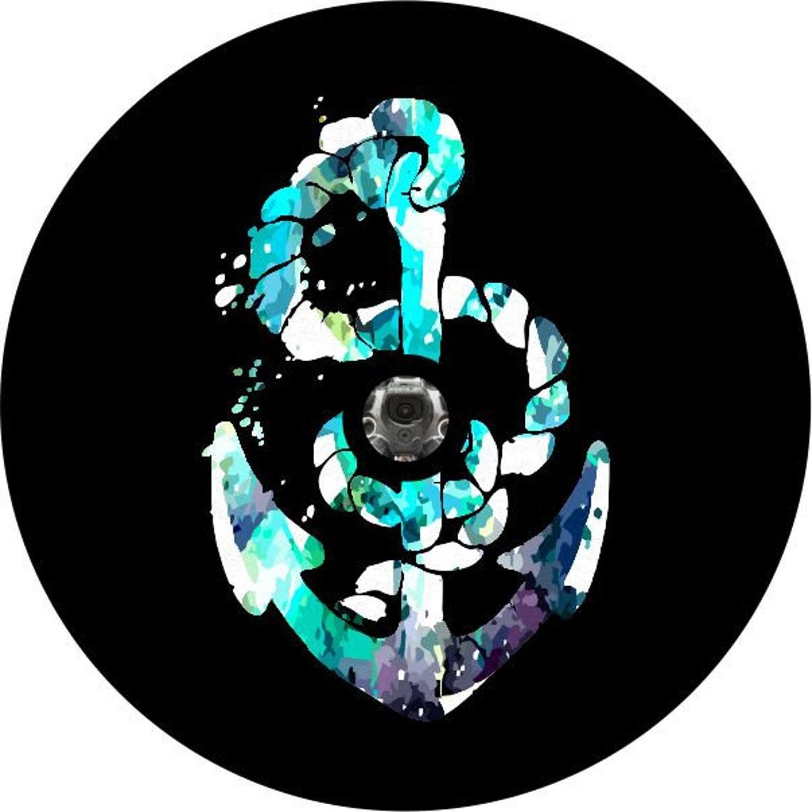 Turquoise & Purple Nautical Boat Anchor Spare Tire Cover-duckduckjeep-offroad-wrangler-gladiator-3d-jeep duck-custom duck-Jeep-The Quacktory-Fun Jeep Ducks-Ducks4Jeep