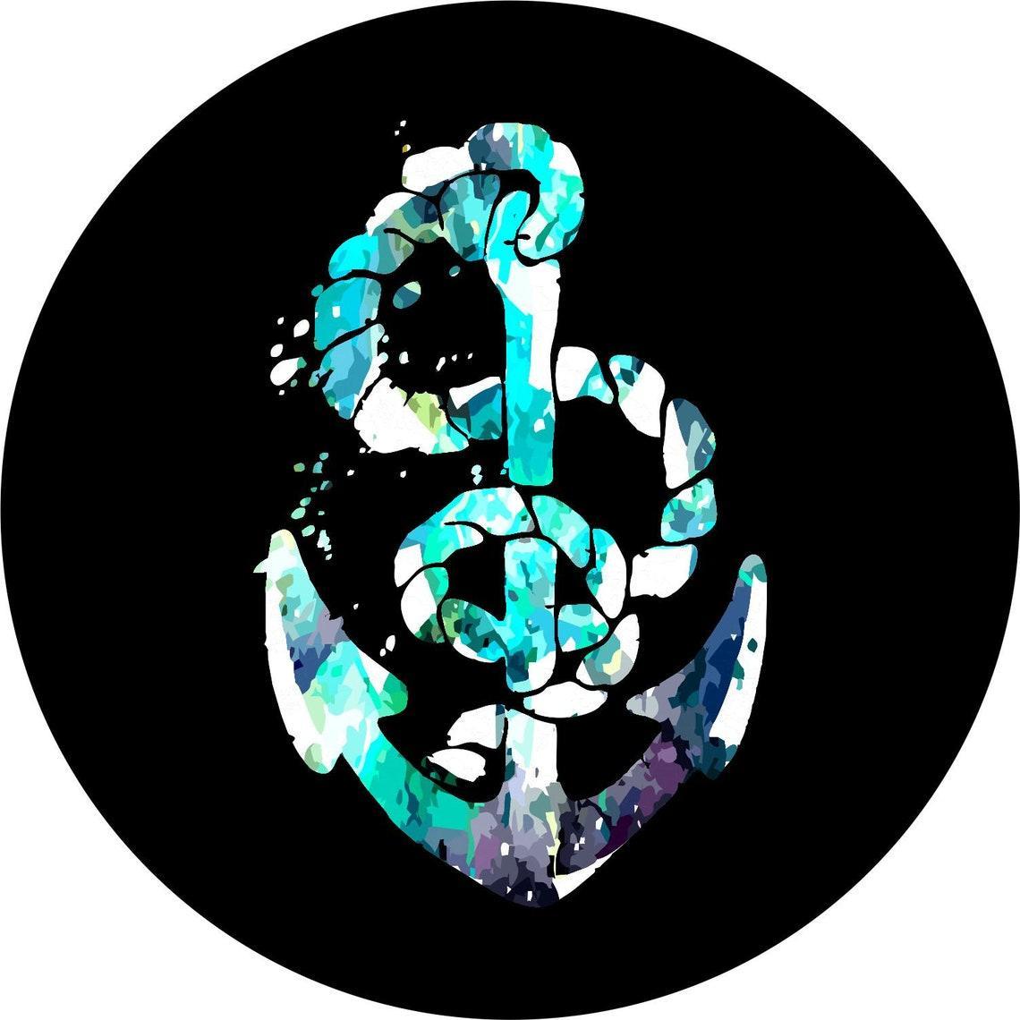 Turquoise & Purple Nautical Boat Anchor Spare Tire Cover-duckduckjeep-offroad-wrangler-gladiator-3d-jeep duck-custom duck-Jeep-The Quacktory-Fun Jeep Ducks-Ducks4Jeep