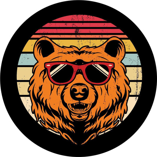 Vintage Bear with Sunglasses - Spare Tire Cover for Bronco, Jeep, RV, Campers, Trailers, & More-duckduckjeep-offroad-wrangler-gladiator-3d-jeep duck-custom duck-Jeep-The Quacktory-Fun Jeep Ducks-Ducks4Jeep