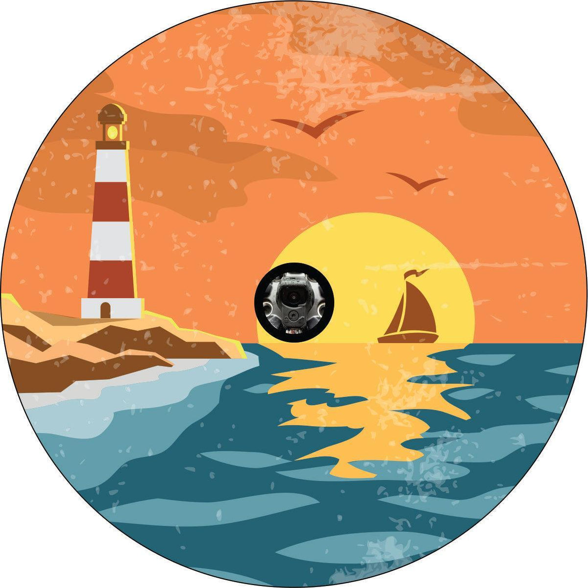 Vintage Lighthouse Coastal Sea Spare Tire Cover-duckduckjeep-offroad-wrangler-gladiator-3d-jeep duck-custom duck-Jeep-The Quacktory-Fun Jeep Ducks-Ducks4Jeep
