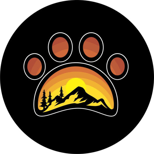 Vintage Mountain Paw Print Spare Tire Cover for Jeep, Bronco, RV, Camper, Trailer, & More-duckduckjeep-offroad-wrangler-gladiator-3d-jeep duck-custom duck-Jeep-The Quacktory-Fun Jeep Ducks-Ducks4Jeep