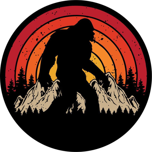 Vintage Retro Sasquatch ( no vehicle silhouette ) Spare Tire Cover for Any Make, Model Vehicle-duckduckjeep-offroad-wrangler-gladiator-3d-jeep duck-custom duck-Jeep-The Quacktory-Fun Jeep Ducks-Ducks4Jeep