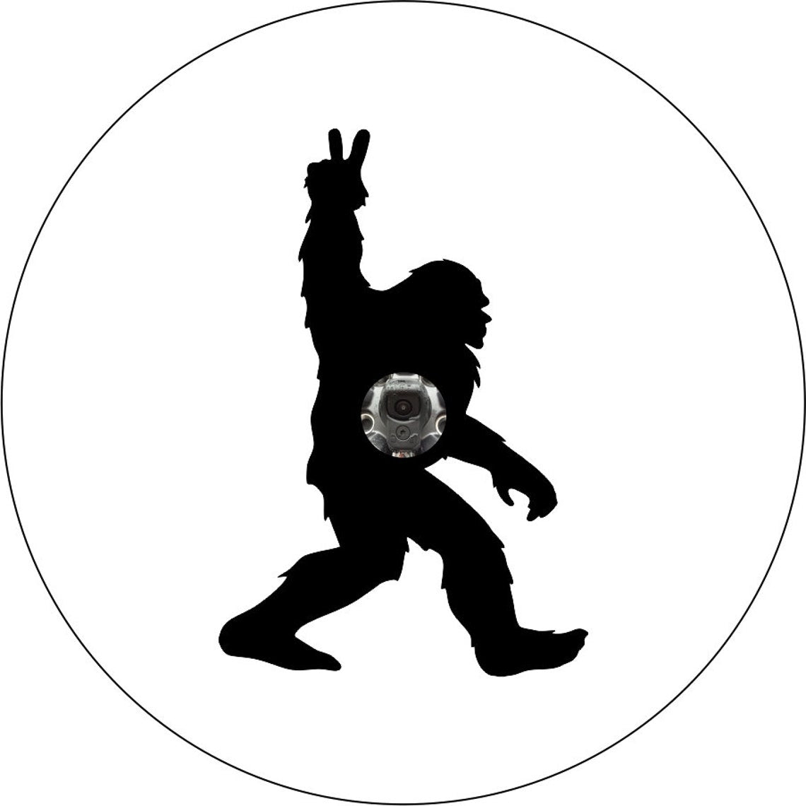 Walking Bigfoot or Sasquatch Peace Spare Tire Cover for Bronco, Jeep, Campers, RV, Vans, & More-duckduckjeep-offroad-wrangler-gladiator-3d-jeep duck-custom duck-Jeep-The Quacktory-Fun Jeep Ducks-Ducks4Jeep