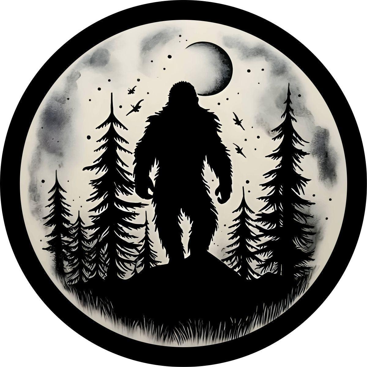 Walking in the Moonlight Bigfoot Sasquatch Spare Tire Cover for Bronco, Jeep, RV, Camper, Etc.-duckduckjeep-offroad-wrangler-gladiator-3d-jeep duck-custom duck-Jeep-The Quacktory-Fun Jeep Ducks-Ducks4Jeep