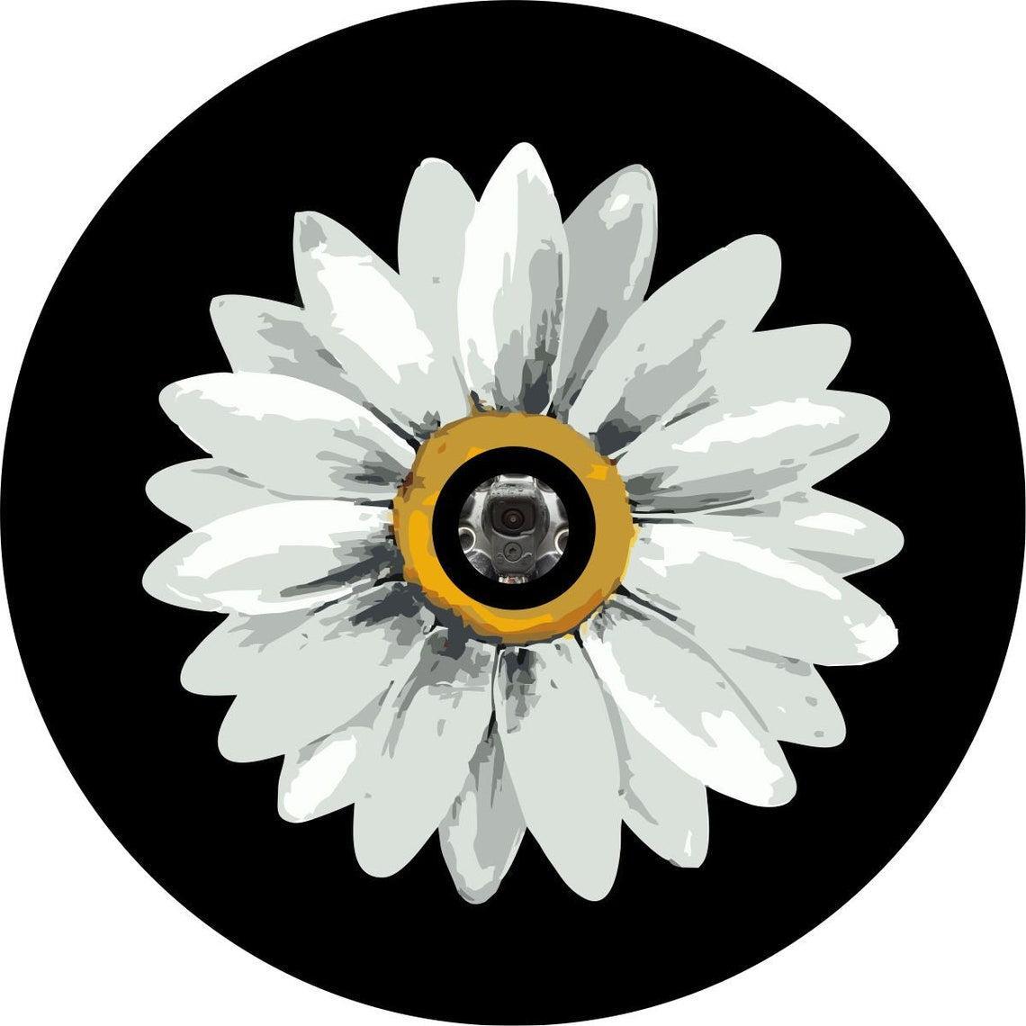 Watercolor Daisy Flower Spare Tire Cover-duckduckjeep-offroad-wrangler-gladiator-3d-jeep duck-custom duck-Jeep-The Quacktory-Fun Jeep Ducks-Ducks4Jeep