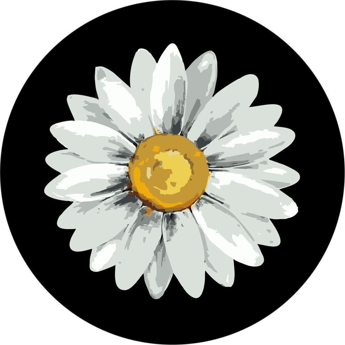 Watercolor Daisy Flower Spare Tire Cover-duckduckjeep-offroad-wrangler-gladiator-3d-jeep duck-custom duck-Jeep-The Quacktory-Fun Jeep Ducks-Ducks4Jeep