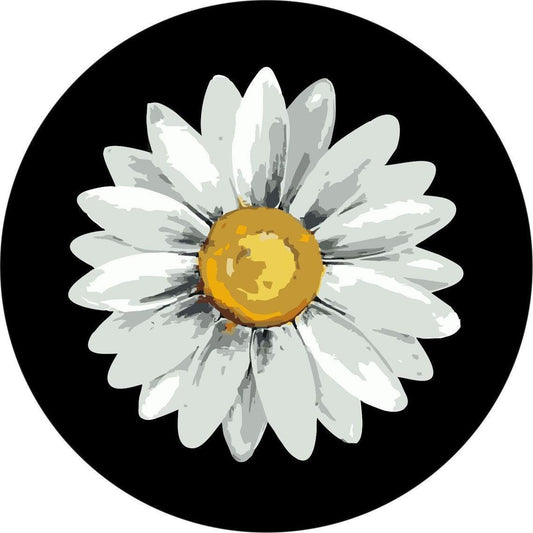 Watercolor Daisy Flower Spare Tire Cover-duckduckjeep-offroad-wrangler-gladiator-3d-jeep duck-custom duck-Jeep-The Quacktory-Fun Jeep Ducks-Ducks4Jeep