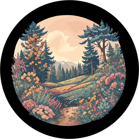 Watercolor Mountain Range Spare Tire Cover â€¢ Jeep, Bronco, Campers, RV, Vans, & More-duckduckjeep-offroad-wrangler-gladiator-3d-jeep duck-custom duck-Jeep-The Quacktory-Fun Jeep Ducks-Ducks4Jeep