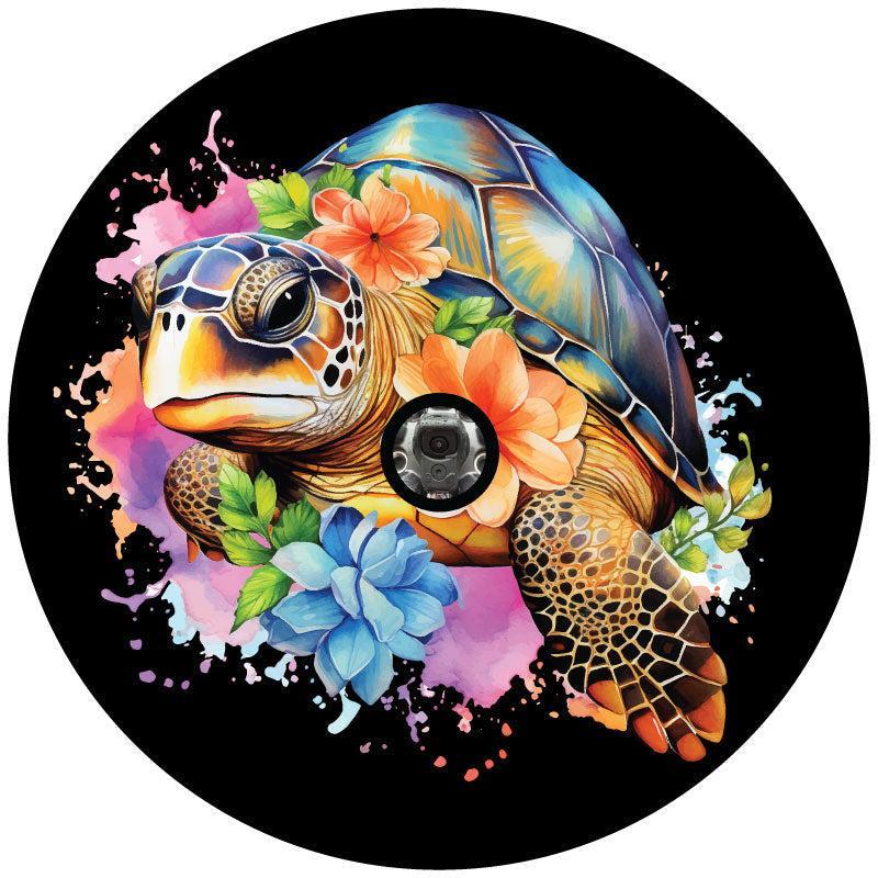 Watercolor Sea Turtle Spare Tire Cover for Jeep, Bronco, RV, Camper, Van, & More-duckduckjeep-offroad-wrangler-gladiator-3d-jeep duck-custom duck-Jeep-The Quacktory-Fun Jeep Ducks-Ducks4Jeep