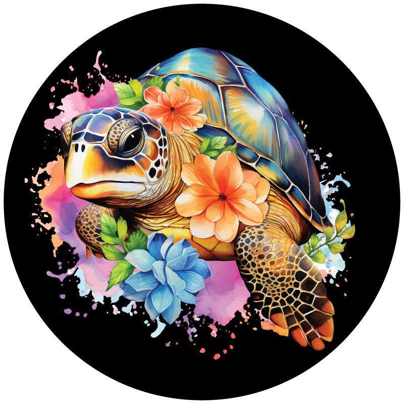 Watercolor Sea Turtle Spare Tire Cover for Jeep, Bronco, RV, Camper, Van, & More-duckduckjeep-offroad-wrangler-gladiator-3d-jeep duck-custom duck-Jeep-The Quacktory-Fun Jeep Ducks-Ducks4Jeep