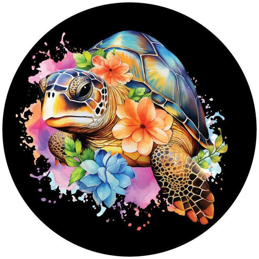 Watercolor Sea Turtle Spare Tire Cover for Jeep, Bronco, RV, Camper, Van, & More-duckduckjeep-offroad-wrangler-gladiator-3d-jeep duck-custom duck-Jeep-The Quacktory-Fun Jeep Ducks-Ducks4Jeep