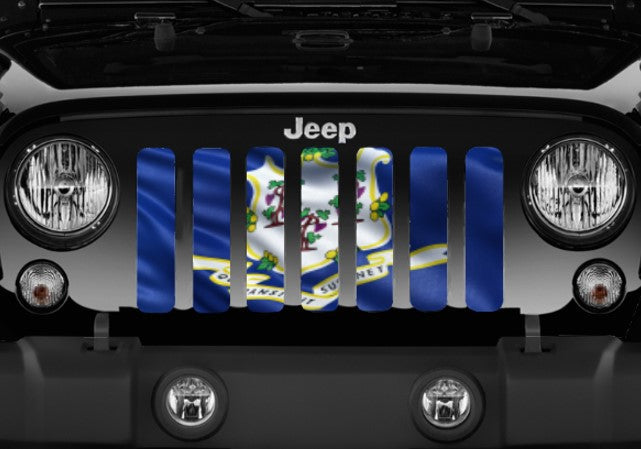 Waving Connecticut State Flag Grille Insert