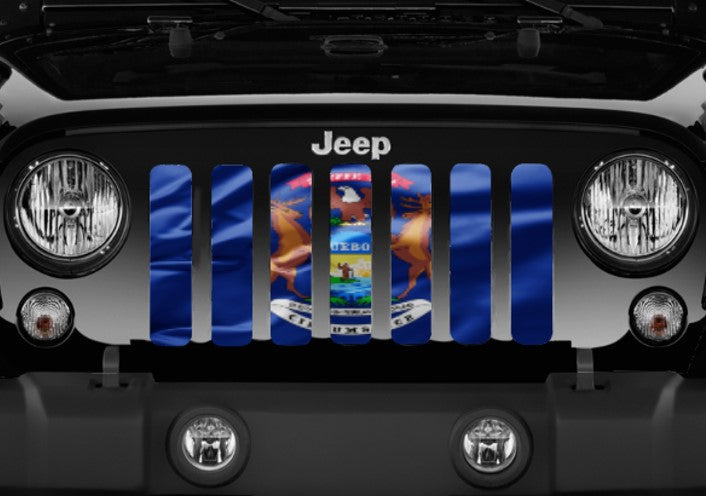 Waving Michigan State Flag Grille Insert