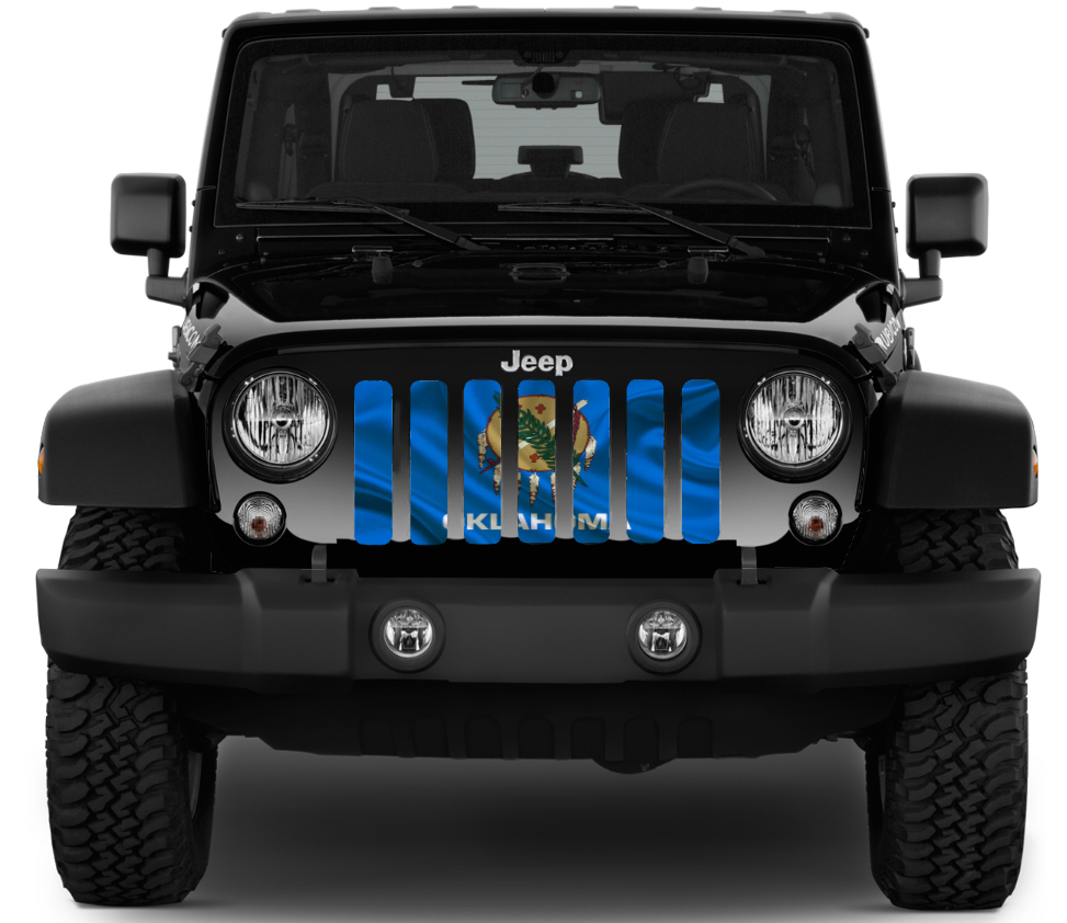 Waving Oklahoma State Flag Grille Insert
