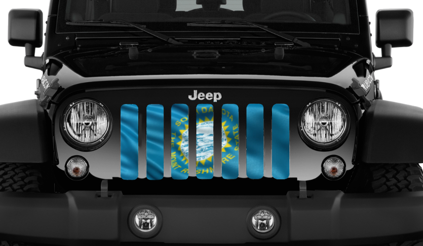 Waving South Dakota State Flag Grille Insert