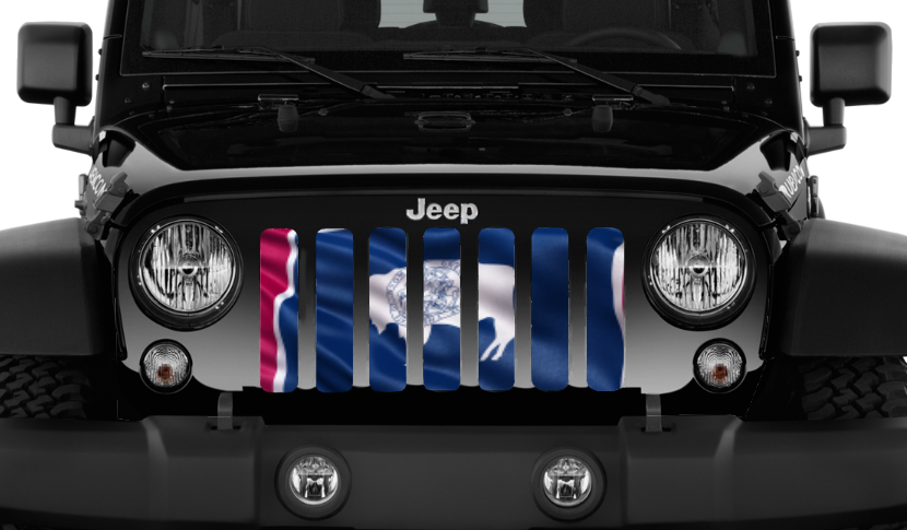Waving Wyoming State Flag Grille Insert