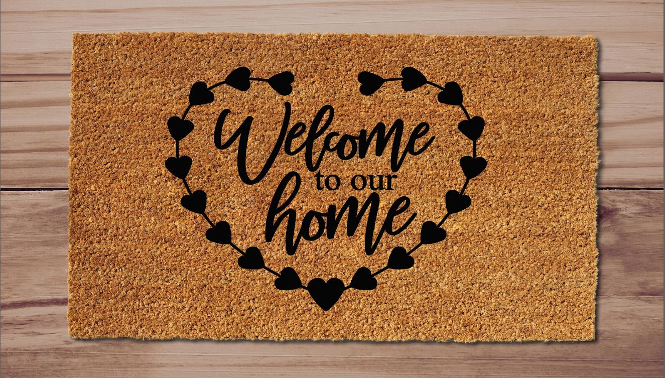 Welcome To Our Home Heart Welcome Mat