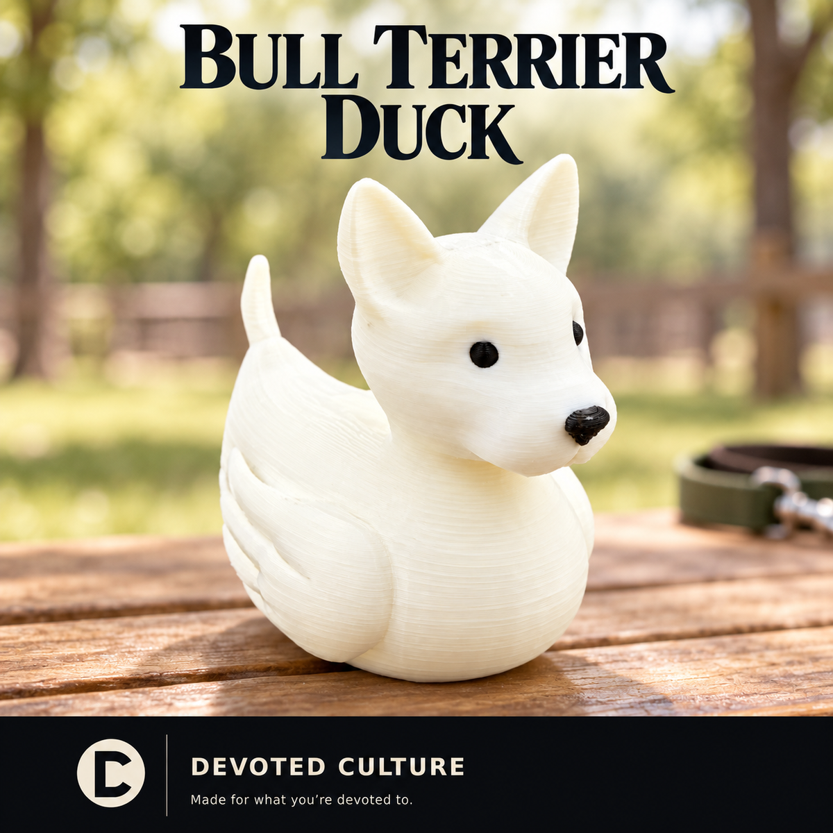 White Bull Terrier Duck Figurine-duckduckjeep-offroad-wrangler-gladiator-3d-jeep duck-custom duck-Jeep-The Quacktory-Fun Jeep Ducks-Ducks4Jeep