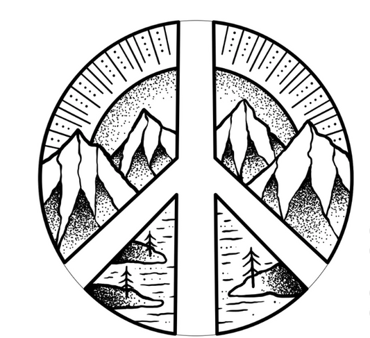 White Vinyl Mountain Peace Sign Spare Tire Cover-duckduckjeep-offroad-wrangler-gladiator-3d-jeep duck-custom duck-Jeep-The Quacktory-Fun Jeep Ducks-Ducks4Jeep