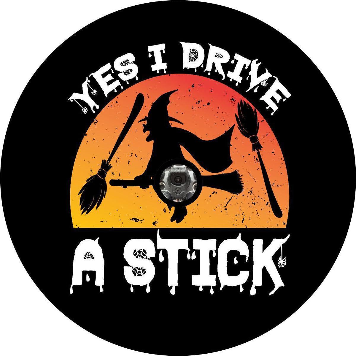 Yes I Drive a Stick Witch Spooky Spare Tire Cover-duckduckjeep-offroad-wrangler-gladiator-3d-jeep duck-custom duck-Jeep-The Quacktory-Fun Jeep Ducks-Ducks4Jeep