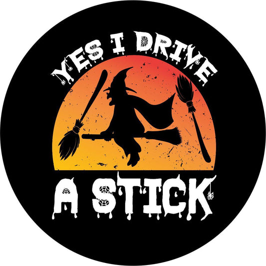 Yes I Drive a Stick Witch Spooky Spare Tire Cover-duckduckjeep-offroad-wrangler-gladiator-3d-jeep duck-custom duck-Jeep-The Quacktory-Fun Jeep Ducks-Ducks4Jeep