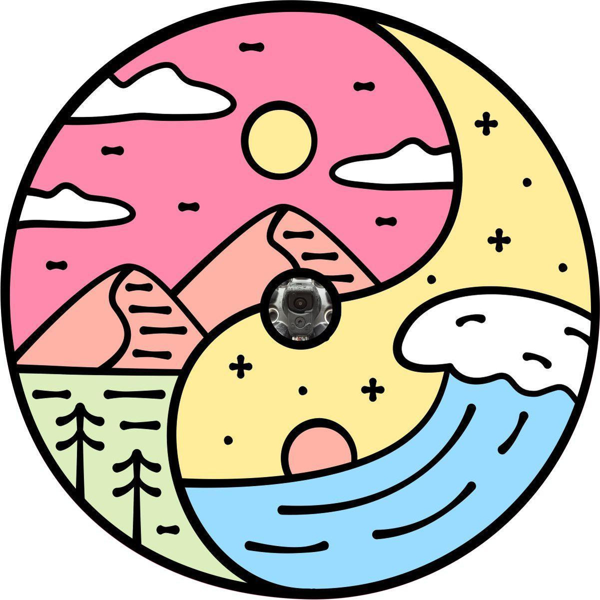 Yin Yang Mountain Wave Nature Spare Tire Cover for Jeep, RV, Camper, and More-duckduckjeep-offroad-wrangler-gladiator-3d-jeep duck-custom duck-Jeep-The Quacktory-Fun Jeep Ducks-Ducks4Jeep