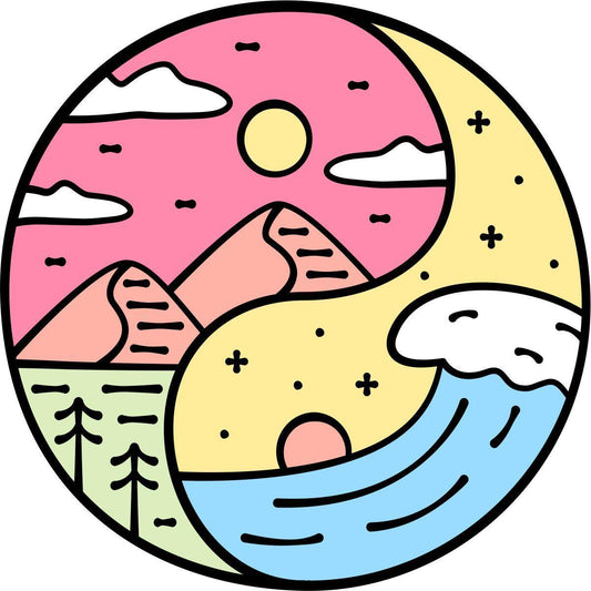 Yin Yang Mountain Wave Nature Spare Tire Cover for Jeep, RV, Camper, and More-duckduckjeep-offroad-wrangler-gladiator-3d-jeep duck-custom duck-Jeep-The Quacktory-Fun Jeep Ducks-Ducks4Jeep