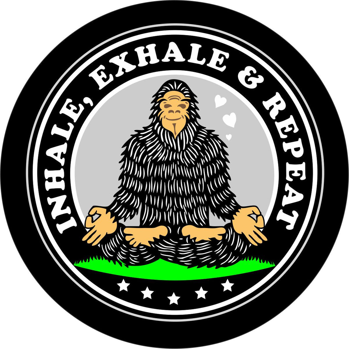 Zen Bigfoot Sasquatch Inhale, Exhale, & Repeat Funny Spare Tire Cover for Jeep, Bronco, RV, Camper, & More-duckduckjeep-offroad-wrangler-gladiator-3d-jeep duck-custom duck-Jeep-The Quacktory-Fun Jeep Ducks-Ducks4Jeep