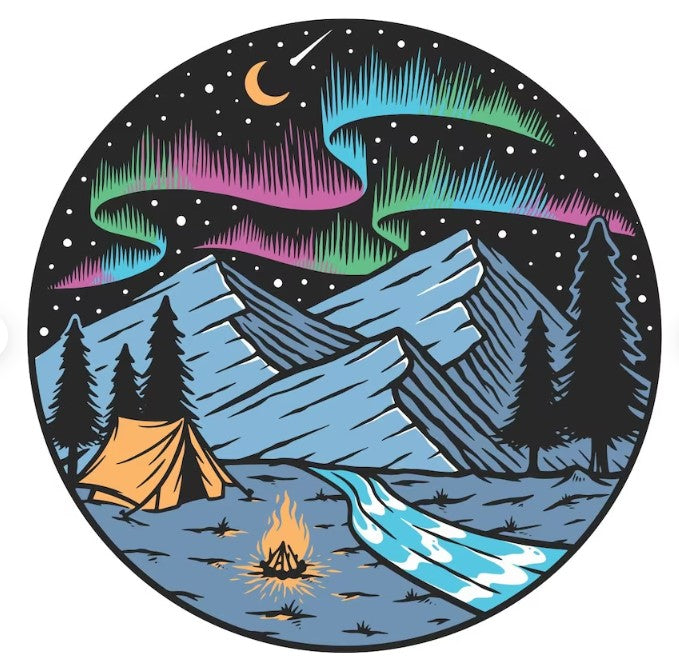 Camping Under The Northern Lights Spare Tire Cover