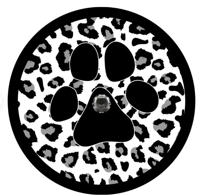 Leopard Print Paw Print Spare Tire Cover