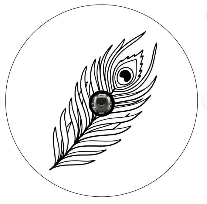 Peacock Feather White Spare Tire Cover