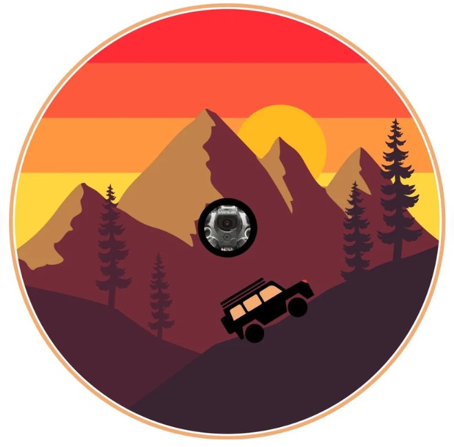 Vintage SUV In The Mountains Spare Tire Cover